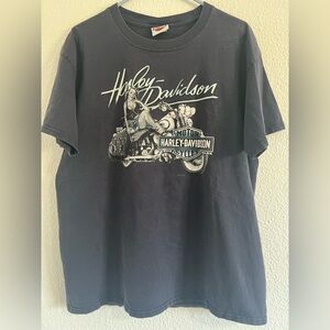 Hanes Navy Short Sleeve Graphic Tee with White Harley-Davidson Print